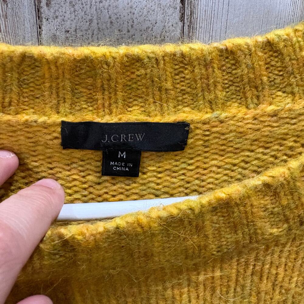 J. Crew Alpaca-Blend Mustard Yellow Crewneck Sweater AR942 Medium Knit - Picture 2 of 7